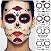 Unomor Day of The Dead Sugar Skull Tattoos Kit, Halloween Tattoos Makeup Set for Party Costume (4pcs)