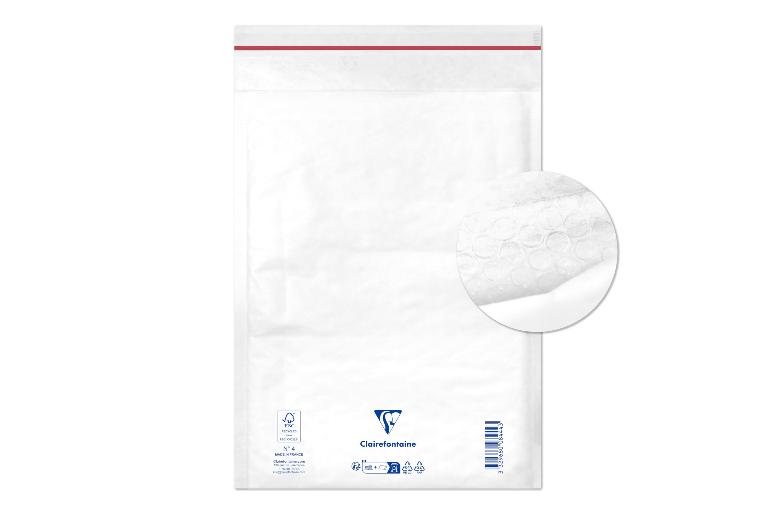 Clairefontaine 7344C - Pack of 10 Padded Envelopes - Lined with Bubble Wrap - Size: 180x260 mm - 90g/m² - White Colour - Mailing - Manufactured in France