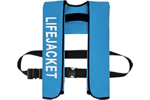 Meenoutt Adult Automatic Inflatable Kayak Vest PFD,Water Sports Vest for Boating Fishing Kayaking SUP Paddleboarding（fit Weight Below 330 lbs）