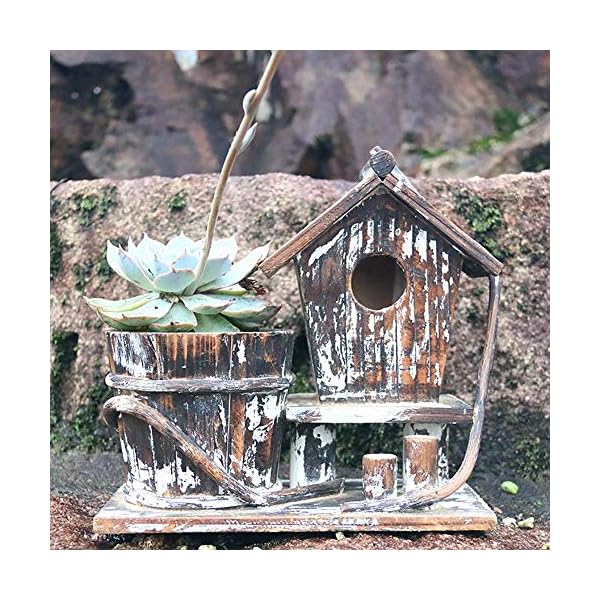 SXWDLHB Fatto A Mano in Legno Bird House Solid Succulente Vaso di Fiori in Vaso Creativo Birdhouse 25 * 12 * 22cm