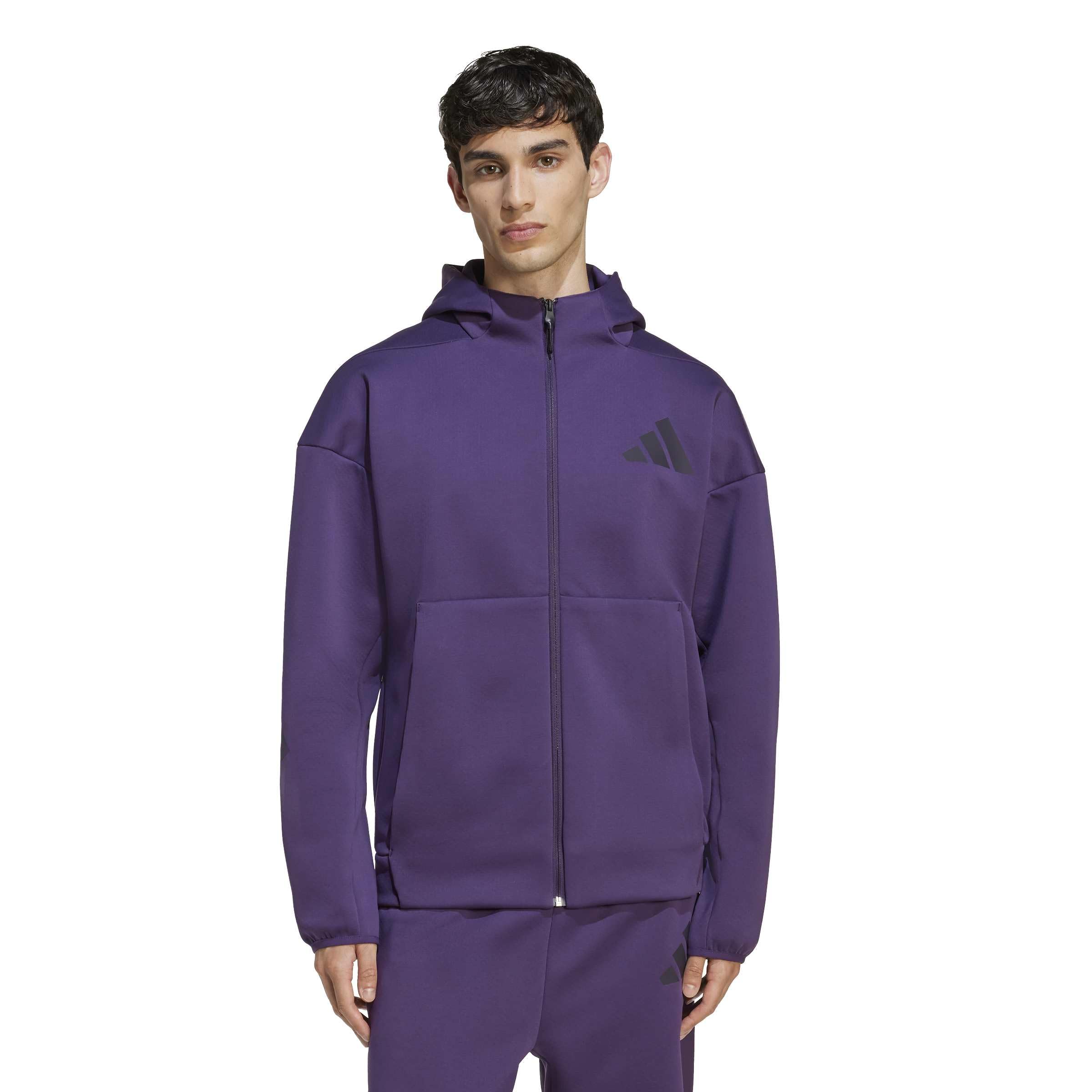 adidas Men’s Z.N.E. Full-Zip Hoodie, Aurora Plum, Large/Tall