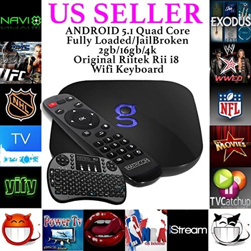 Loaded by Primo Techno Fully Loaded Plug N' Play Matricom G-Box Q2 Quad/Octo Core Android TV Box + Rii i8 Backlit Wifi Keyboard (Supports Amazon Prime Video!)