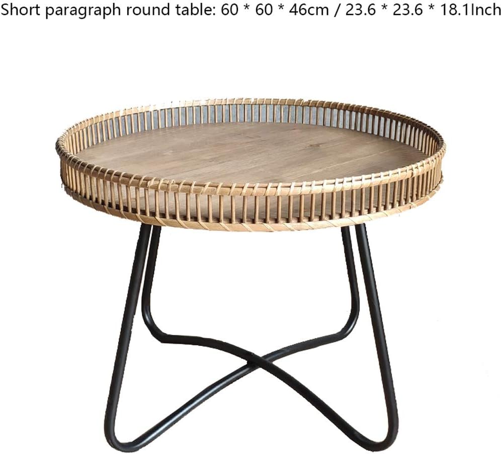 Modern Boho Side Table Wooden Side Table Rattan Leisure Table Small Coffee Table Light Brown Size Short Amazon Co Uk Kitchen Home