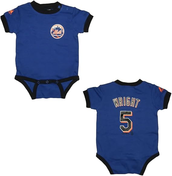 MLB New York Mets Wright 5 baby / Infant OnePiece Short Sleeve Onesie Bodysuit / Romper blue
