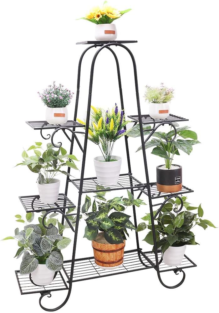 unho Multilayer Metal Plant Stand 9 Tier Shelf Unit Garden Patio Display Rack Holder for Potted Planters Indoor Outdoor