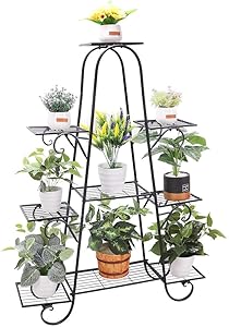 unho Multilayer Metal Plant Stand 9 Tier Shelf Unit Garden Patio Display Rack Holder for Potted Planters Indoor Outdoor