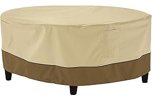 Classic Accessories Veranda Water-Resistant 24 Inch Round Patio Ottoman/Coffee Table Cover, Outdoor Table Cover