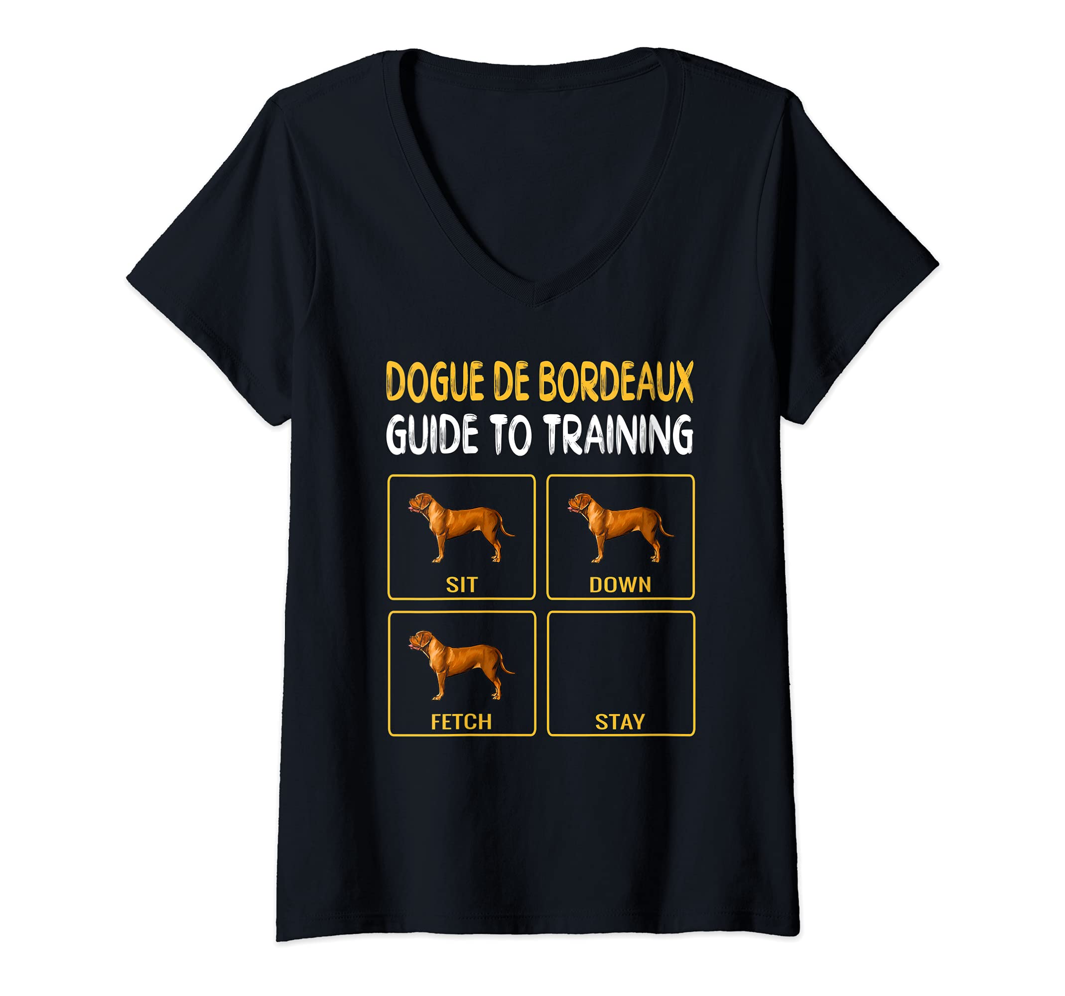 Womens Dogues de Bordeaux Guide To Training Dog Obedience V-Neck T-Shirt