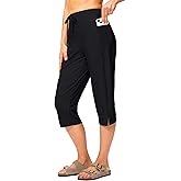 Viodia Women's Swim Capris Pants 18'' Modest Bathing Suit Bottoms Quick Dry Swimsuits Long Board Shorts with Pockets