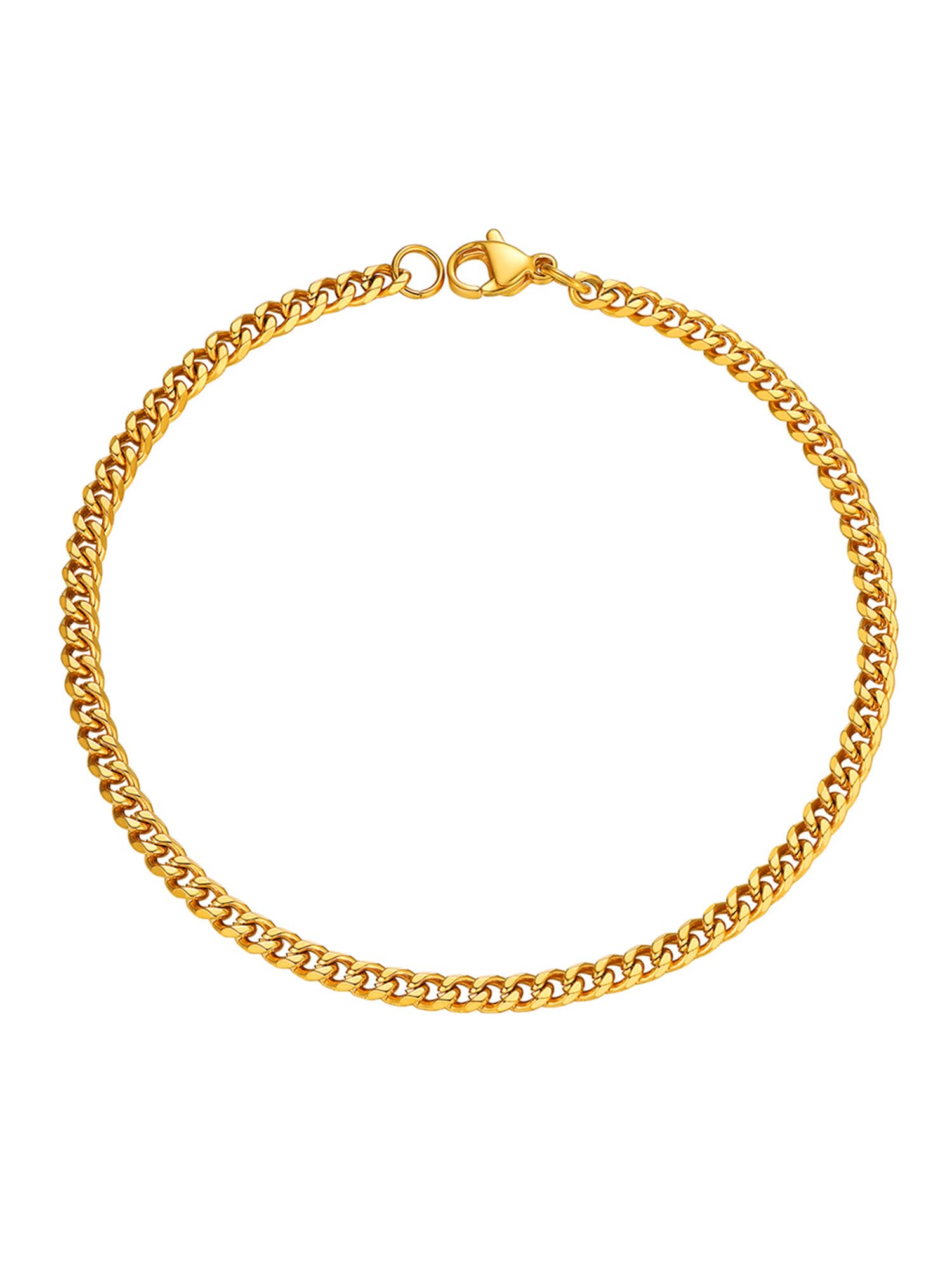 PROSTEEL Mens Bracelet - Cuban Chain Wrist Link Bracelets Hypoallergenic 316L Stainless Steel Jewellery Gold 3MM Width 21CM Length (with Gift Box) — image 1