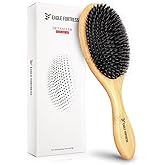 Eagle Fortress Boar Bristle Hair Brush for Women, Detangler Brush for Wet, Dry & Damaged Hair with Long Pins for Thick & Long Hair - Bamboo