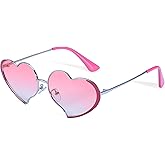 FancyPink Women's Heart Sunglasses - Thin Metal Frame Sun Glasses,Lovely Heart Style Shaped for Party/Music/Outdoors
