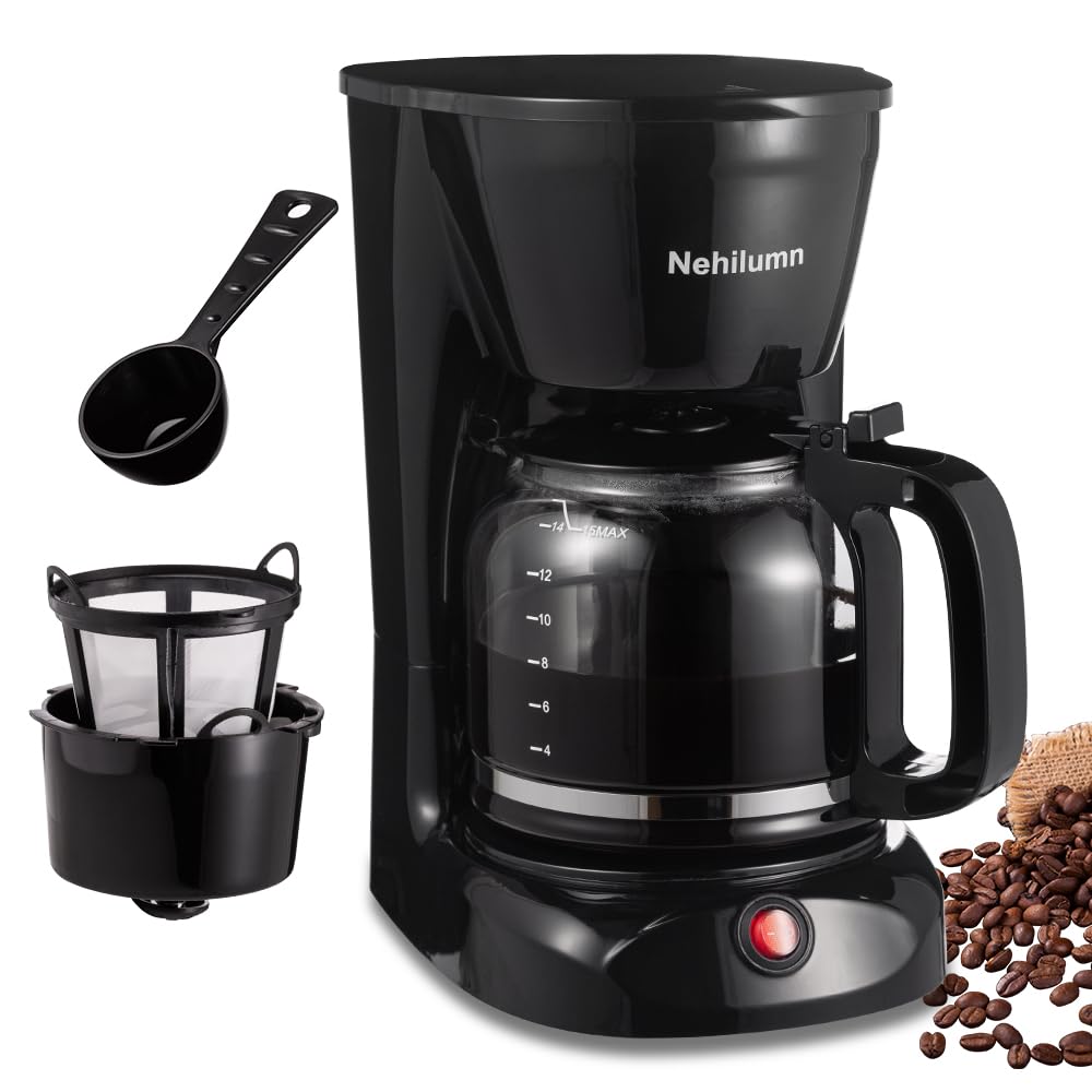 Nehilumn 12 Cup Drip Coffee Maker, Coffee Pot Machine Permanent Coffee  Filter,1.8L Glass Carafe Electric Coffee Maker,950W Black for sale | North  Las Vegas, NV | Nellis Auction