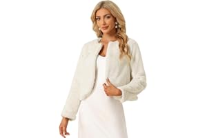 Allegra K Formal Bolero Shrug for Women's Cropped Faux Fur Jacket for Wedding Dresses
