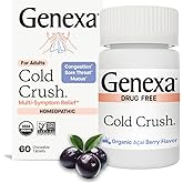 Genexa Cold Crush | Multi-Symptom Cough & Cold Relief for Adults | Delicious Organic Acai Berry Flavor | Certified Organic & 