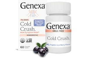 Genexa Cold Crush | Multi-Symptom Cough & Cold Relief for Adults | Delicious Organic Acai Berry Flavor | Certified Organic & Non-GMO | Homeopathic Remedy Made Clean | 60 Chewable Tablets