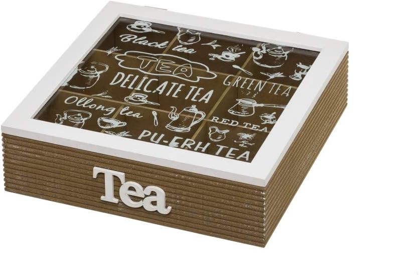 Caja té de madera blanca vintage para cocina Factory - LOLAhome: Amazon.es: Hogar