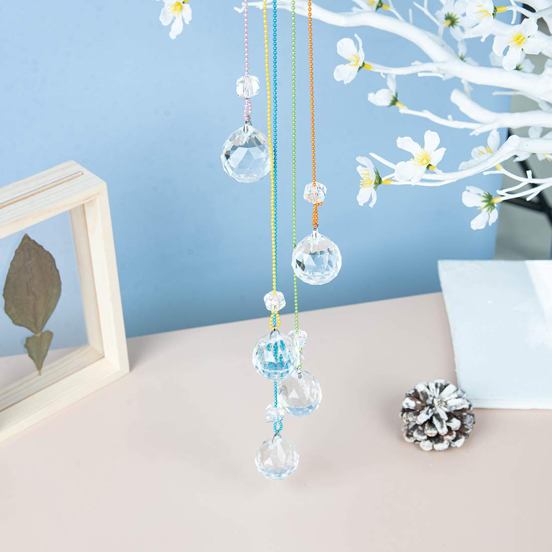 WEISIPU Hanging Crystals Suncatcher - Rainbow Crystal Ornament Crystal Ball Prism Feng Shui Crystals Suncatchers for Garden, Window Decoration