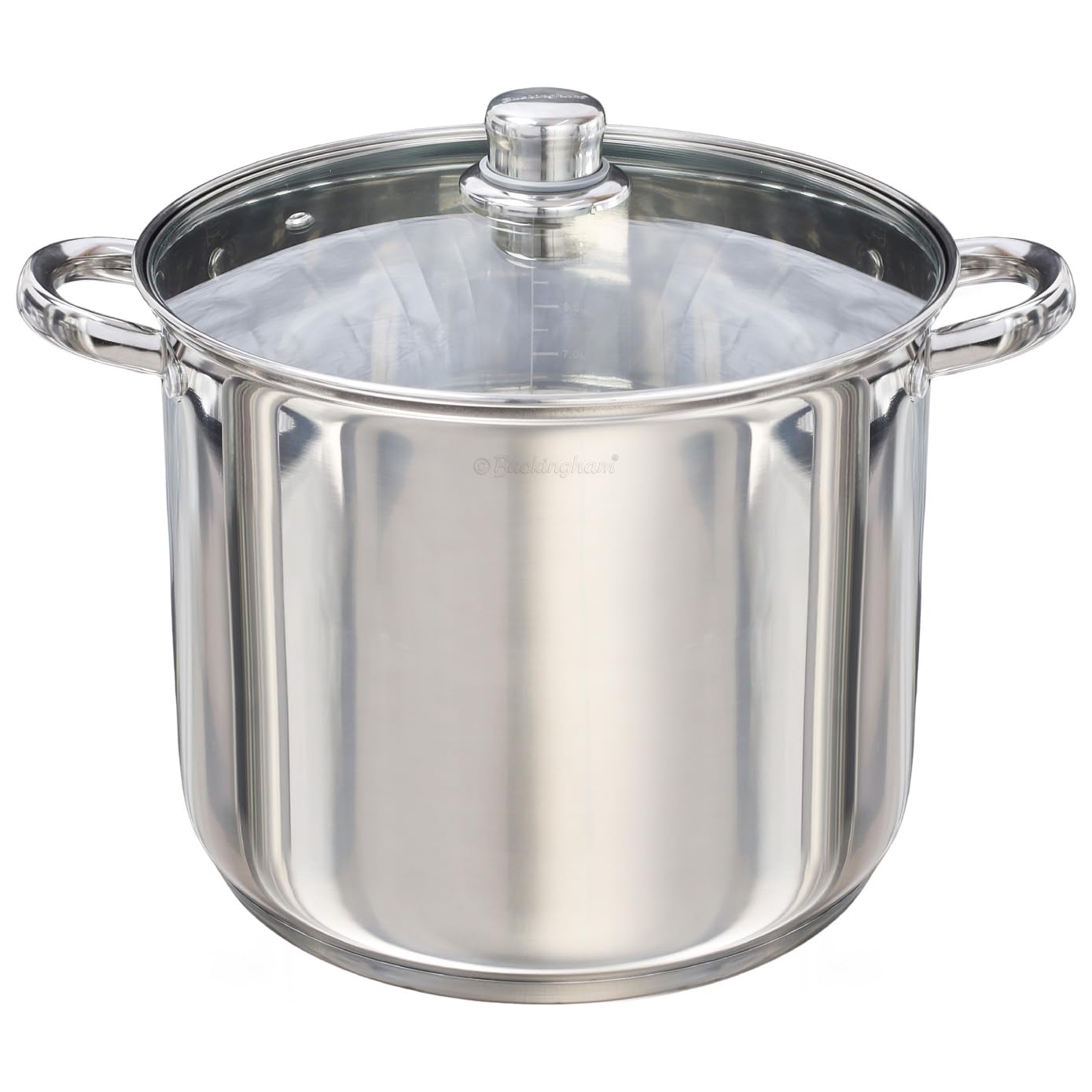Buckingham Deep Induction Stock Pot with Glass Lid Premium Stainless Steel Multipurpose Large Cooking Pot for Soups Stews (11 litres)