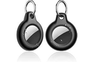 SUPFINE Waterproof Airtag Holder,2 Pack Air tag Keychain,Hard PC+TPU Full Body Protective Case with Loop Key Ring for Apple Tags,IPX8 Cover for Wallet,Luggage,Cat,Dog,Pets,for Item Finder(Black)