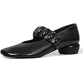 PopModa Mary Janes Dress Shoes for Women Heels Pumps Comfortable Closed Round Toe Chunky Low Heels Work Business Shoes