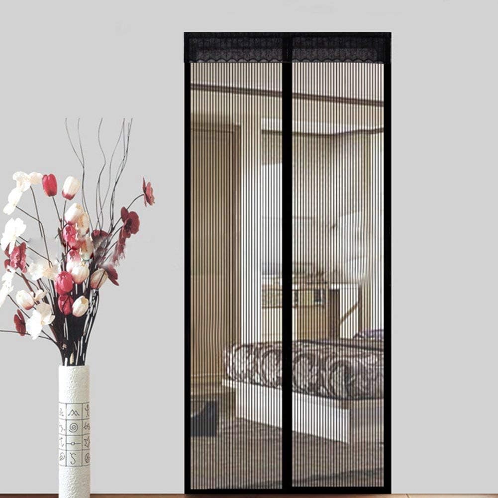 AMCER Black Screen Doors 195x270cm, Mesh Curtain, Automatic closure