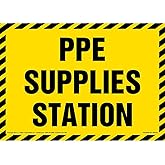 PPE Supplies Station Sign - J. J. Keller & Associates - 10" x 7" Plastic with Rounded Corners and 5mm Mounting Holes in Each 