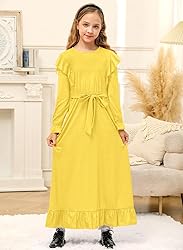 Kids Girl Yellow Casual Tie Front Crew Neck Elegant