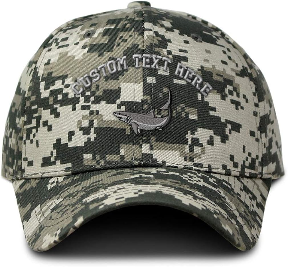Custom Camo Baseball Cap Mako Shark A Embroidery Cotton Strap Closure