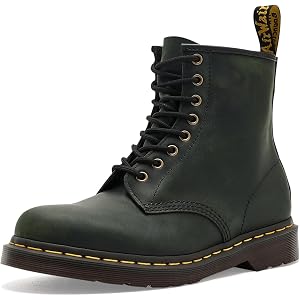 Dr. Martens, Unisex, 1460 Crazy Horse Leather Boots, DMs Green, Mens, 11, Womens, 12, Medium