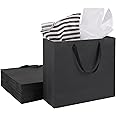 Moretoes 15pcs Black Gift Bags with Handles Large Gift Bags with Tissue Paper, 12.5"x 4.5"x 11" Heavy Duty Wrap Bags for Shopping, Small Business, Bridal Party, Wedding and Holiday
