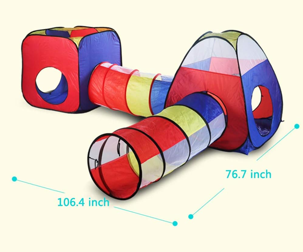 Amazon Com Play Tent Tunnel Ball Pit For Kids Pop Up Playhouse For Boys Girls Baby And Toddlers For Indoor Crawling And Folding Game House Four Piece Tent Cast Basketball Pool Tunnel Tent