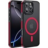 Yzoiko Strong Magnetic case for iPhone 16 Pro [10Ft Military-Grade Protection] Compatible with fit MagSafe Shockproof Slim Thin Cover 6.3 inch 16 Pro Phone case, Red Bumper