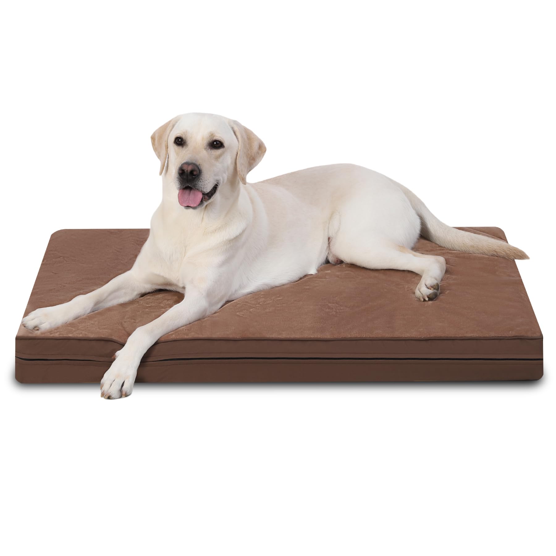 Photo 1 of Waterproof XL Dog Beds Large Sized Dog, Orthopedic Washable Crate Pad 42 inch, Extra Large Foam Pet Bed with Removable Cover Reversible, XLarge Durable Anti-Slip Kennel Pad, 41"x27", Brown