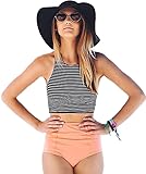 Mansy Women's 2PCS Stripe Padded Push Up High