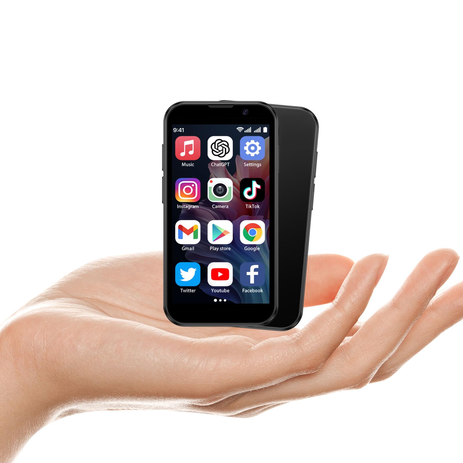 BLKE AIR Mini Phone 3.0" HD Touch Screen Mini Smartphone World's Smallest Unlocked Android Compact Mobile Phone for Kids & Students Cell Phone wih GPS Dual SIM Face ID 2GB+16GB Black