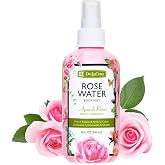 De La Cruz Rose Water Body &amp; Hair Mist, 8 fl. oz Spray (236 mL) | Rose Water Spray, With Rose Flower Extract, Hair &amp; Body Mist, Home Mist, Alcohol Free, Refreshing &amp; Soothing