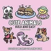 Cute Animals: Coquette Inspired Bold and Easy Coloring Book for Adults or Kids