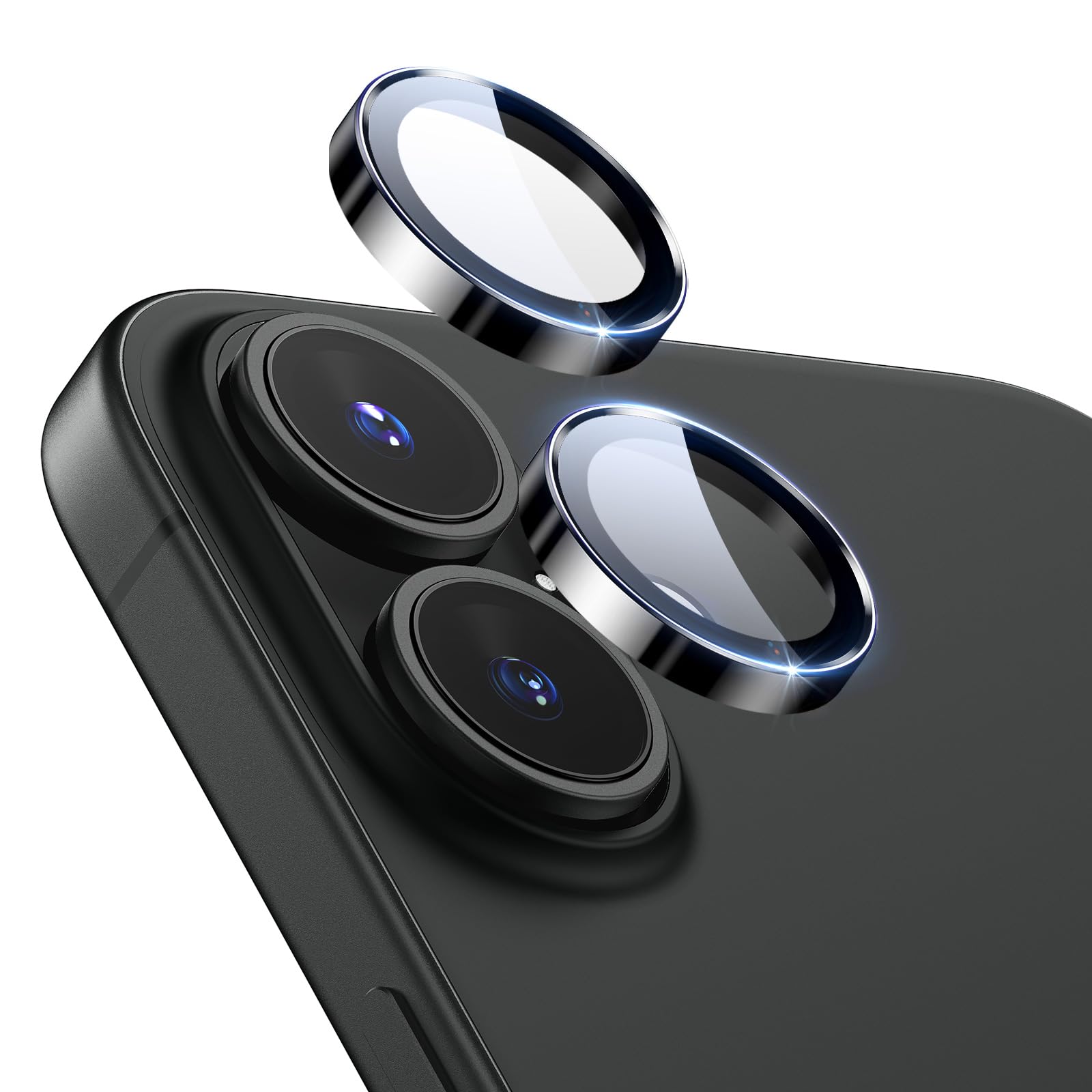 Photo 1 of ESR for iPhone 16/16 Plus Camera Lens Protector, Ultra-tough HD Individual Lens Protectors, Scratch Resistant, Ultra-thin Tempered Glass, Armorite Series, 1 Pack, Black