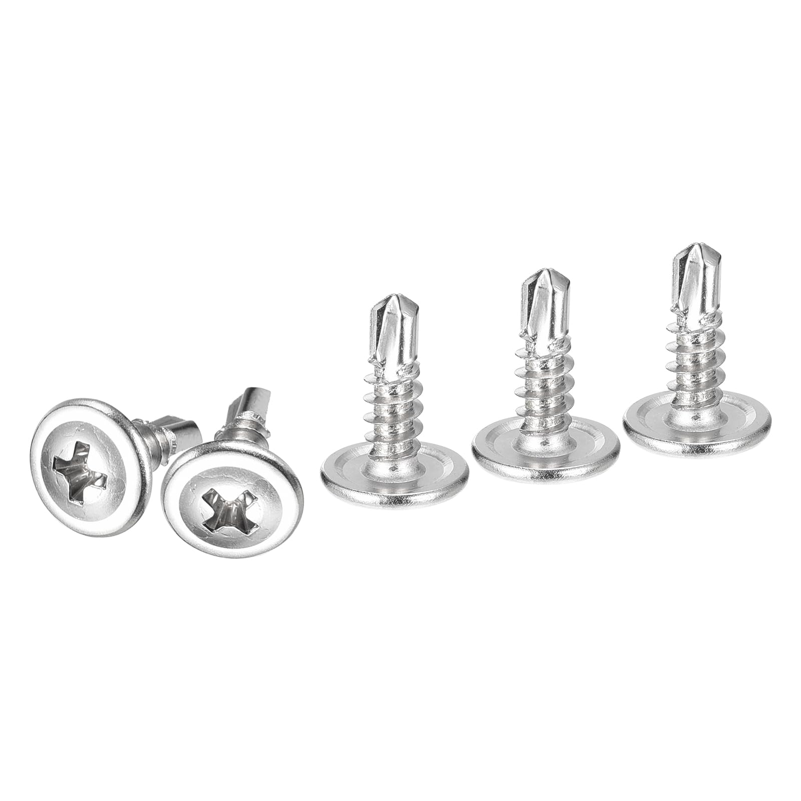 DTGN #8x1/2 Sheet Metal Screws - 100 Pack - for Wood, Furniture - Carbon Steel Phillips Round Head Washer Drill Tail Self Tapping Screws - Silver — image 1
