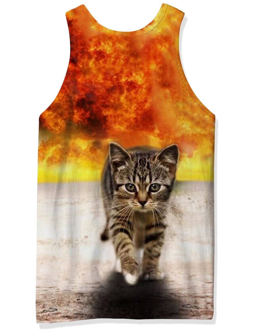 RAISEVERN 3D Gato Impresión Patrón Divertido Realista Gimnasio Camisetas para Hombres Grandes