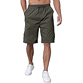 Men's Cargo Shorts Elastic Waist Outdoor Relaxed Fit Sport Shorts Jogger SweatShorts with Multi-Pocket