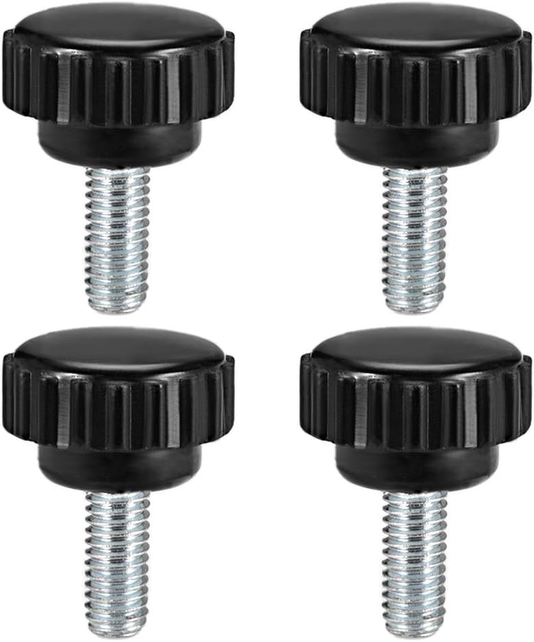 sourcing map M6 x 10mm Male Thread Knurled Clamping Knobs Grip Thumb Screw on Type 4 Pcs