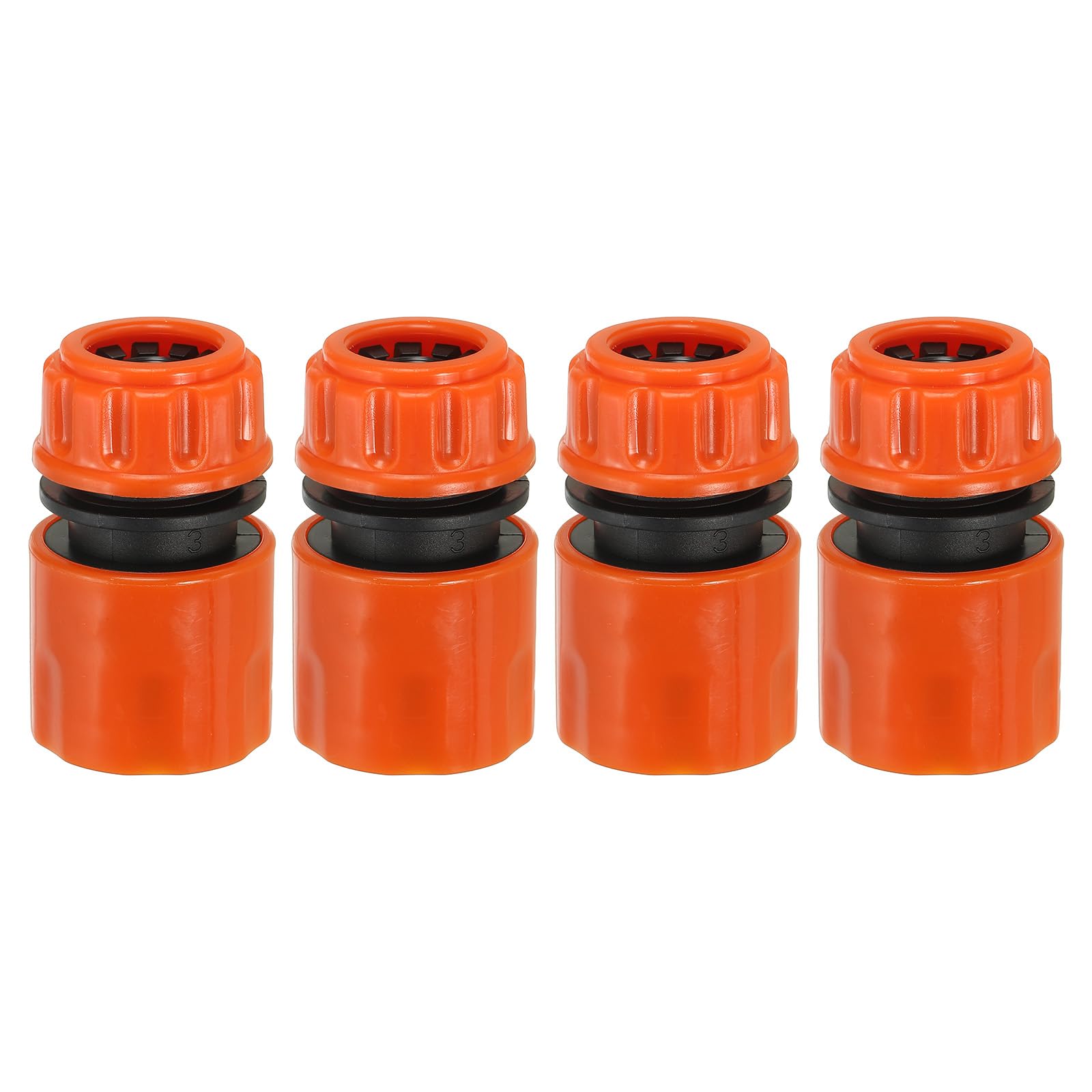 PATIKIL 1/2" Garden Hose Quick Connector Repair Extender, 4 Pcs Plastic Garden Water Hose Connectors Fittings Leakproof Design, Orange