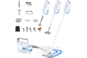 ScrubWiz Steam Mop Cleaner with Detachable Handheld Steamer, 10-in-1 Multi Accessories, Washable Microfiber Pads, 350ml and 2 Adjustable Level for Cleaning Floor, Carpet, Tile, Grill, Car and Grout