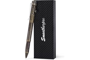 SMOOTHERPRO Weighted Bolt Action Pen, 54g Brass Pen with Graphite Tip, Compatible with Pilot G2 Refill, Industrial Vintage Design for Office Gifts, Steampunk Collections, Parkinson, Arthritis, Black