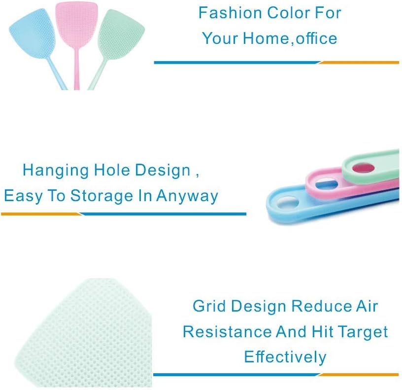 Premium 3PCS Fly Swatters, Strong Flexible Long Fly Swatter Pack, 17.5 Inches Handle Fly Swatter/ Fly Swatters for Indoor/Outdoor/Classroom/Office( 3colors): Garden & Outdoor