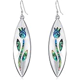SILBAZ Abalone Shell Dangle Earrings Natursl Abalone Drop Earrings Abalone Earrings Hypoallergenic Earrings Jewelry Birthday Christmas Gift for Women Girls