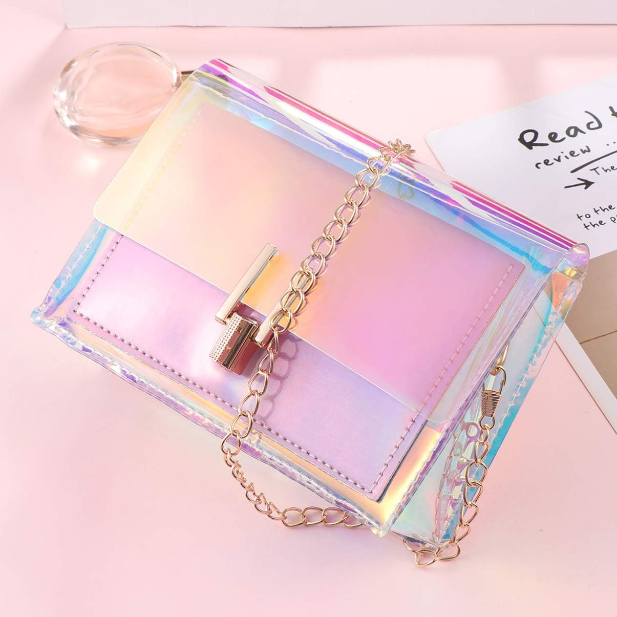 TENDYCOCO Crossbody Bag Holographic Chain Clutch Handbag Mini Clear Messenger Bag for Girls Ladies Women - Image 4