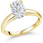 Gem Stone King 10K Yellow Gold Oval 9X7MM Gemstone Birthstone Solitaire Engagement Ring | Wedding Engagement Anniversary Promise Gold Ring For Women | Available In Size 5, 6, 7, 8, 9